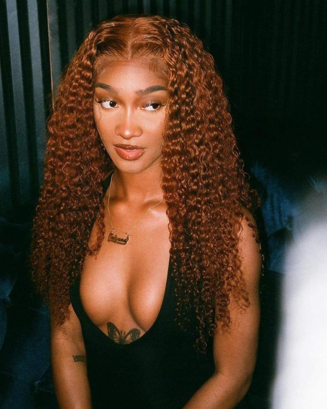 180% 250% water wave 350 Orange Human Hair Wig Ginger Colored Human Hair Wigs  transparent frontal lace for black beauty women