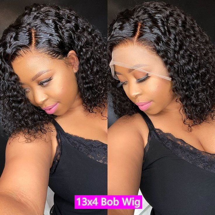 Bob Wigs Human Hair Short 13x4 Curly Lace Front Wigs for Black Women Human Hair Water Wave Wig with Baby Hair Natural Color