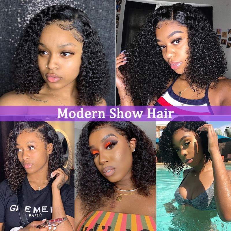 Bob Wigs Human Hair Short 13x4 Curly Lace Front Wigs for Black Women Human Hair Water Wave Wig with Baby Hair Natural Color