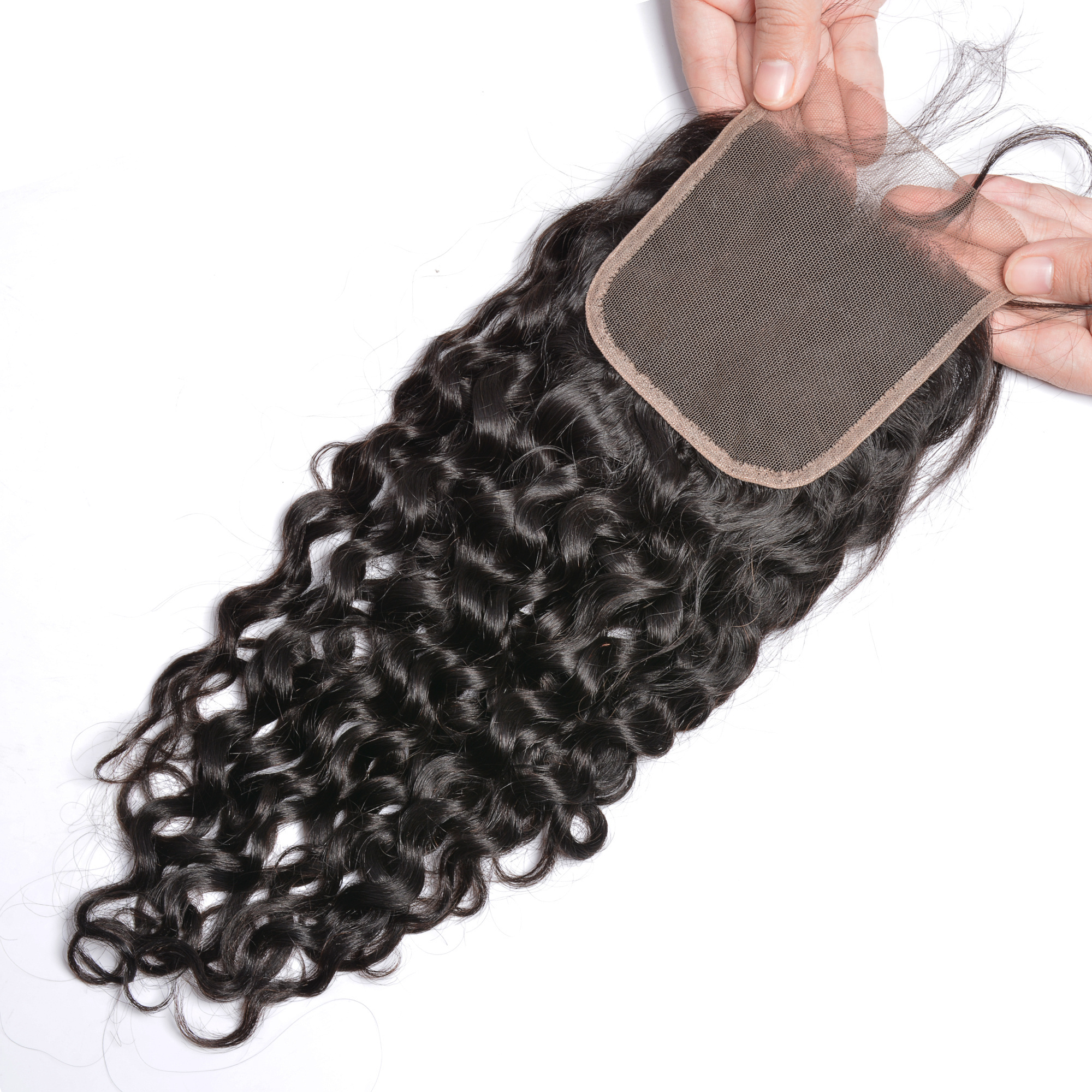 Hair Weave Full and Thick Water Hair Bundles with Closure Wholesale I0A Virgin Raw Cambodian Curly 100% Human Hair