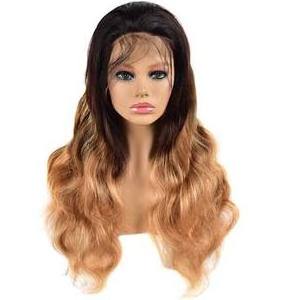 Two Tone Ombre Colored Lace Frontal Wig, Full Cuticles Aligned Virgin Human Hair Body Wave Lace Front Human Hair Wigs