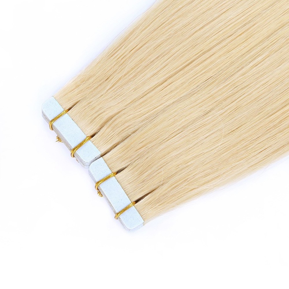 Wholesale 613# PU Tape Hair Extensions Double Wefted Virgin Human Hair Cuticles Aligned Tape Hair Weft For Black and White Women