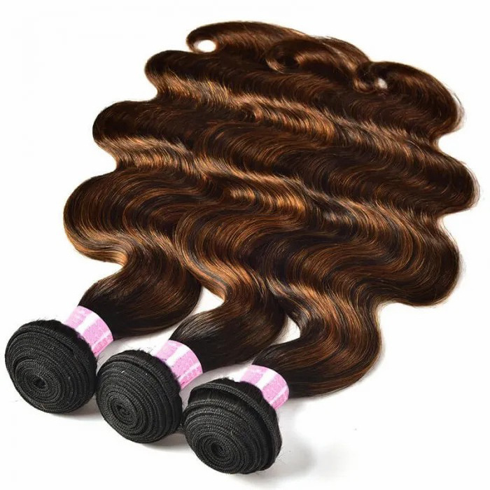 Real Factory Professional Manufacturer Wholesale Human Hair Extensions Highlight Human Hair Weave P4/27 Body Wave  Hair Bundles