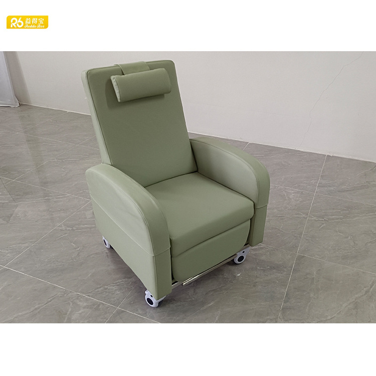 Redde Boo comfortable green PU leather chairs with steel frame for the elderly reclining sofa chair with wheels