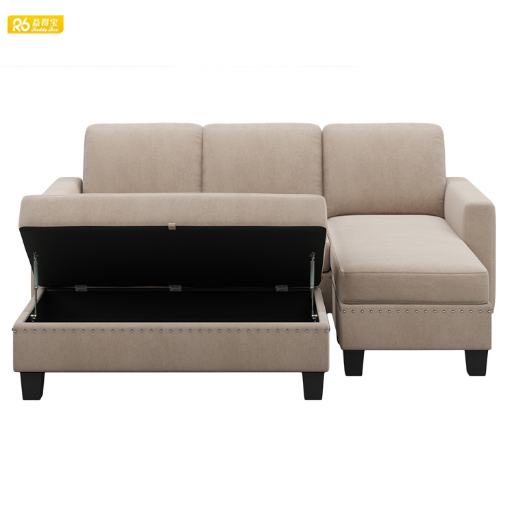 Wholesale Living Room Furniture Corner Kd Design Sofa Modern Sectional L Shape Sofa With Chaise  G1066