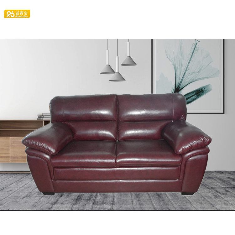 China modern style double sofa with black genuine leather