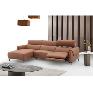 New Style L Shape Sofa And Modern Orange Recliner Leather Chair L Shaped Sofa Set Living Room Furniture RB1302