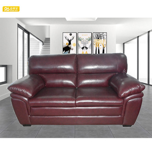 China modern style double sofa with black genuine leather