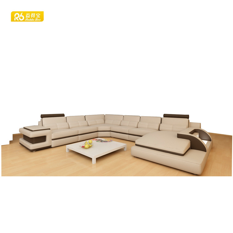 Floor corner sofa elegant modern design l shaped leather sofa