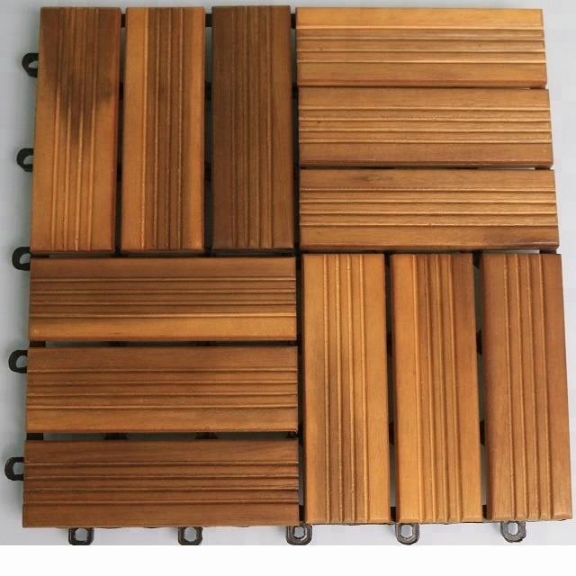 DIY solid teak wood deck tile flooring garden furniture acacia wood decking tile