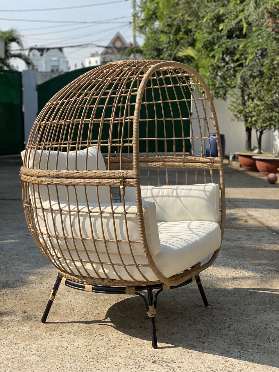 Best seller Patio hanging rattan swing with stand rattan safe and sturdy outdoor egg chair swing from Vietnam