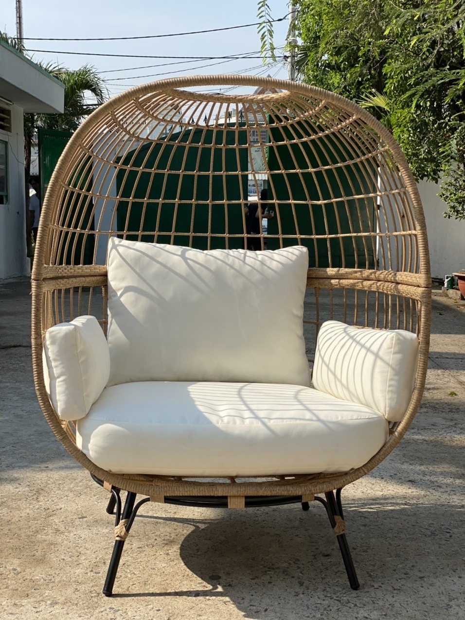 Best seller Patio hanging rattan swing with stand rattan safe and sturdy outdoor egg chair swing from Vietnam