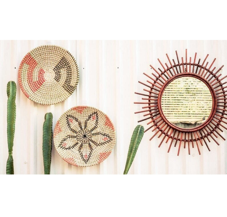 Vietnam new design seagrass wicker wall baskets wall plates hanging decor items