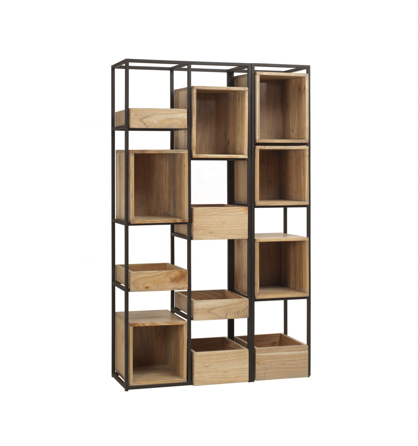 Modern Style Design Metal Wooden Bookcase, Folding Display Metal Wood Folding Book Shelf, Bookshelves for Living Room