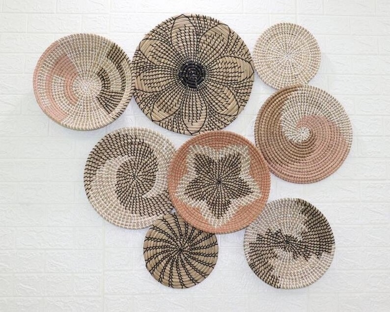 Vietnam new design seagrass wicker wall baskets wall plates hanging decor items