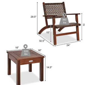 Chat set wood wicker relaxing chair outdoor rattan furniture