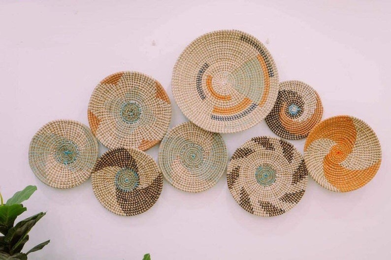 Vietnam new design seagrass wicker wall baskets wall plates hanging decor items