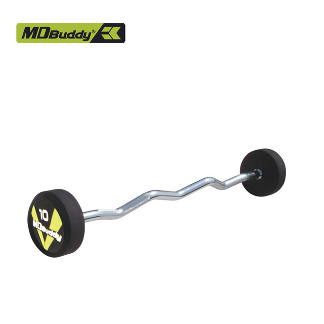 MDBuddy New Design Rubber Coated Weighted Lifting Barbell Set Fixed Barbell