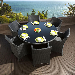 Outside round table waterproof patio lounge room furniture outdoor garden rattan dining sets