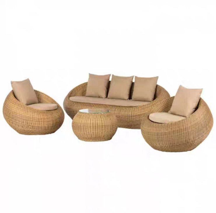 Patio Hotel Fashionable Wicker Chaise Oval Lounge Outdoor Furniture Sofa Chair Set