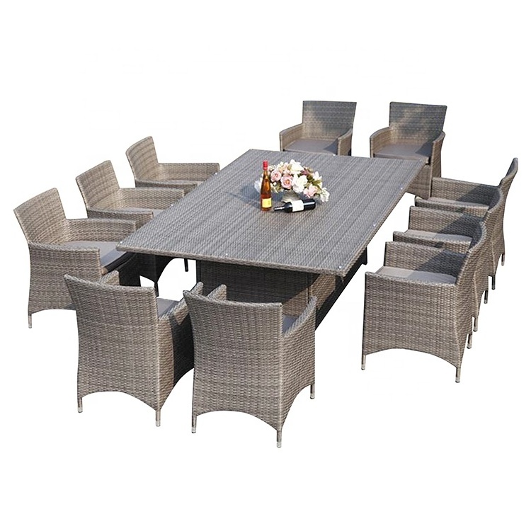 Modern set tavolo e sedie da giardino PE Rattan Garden Patio Dining table and chair set for tavolo giardino 10 people