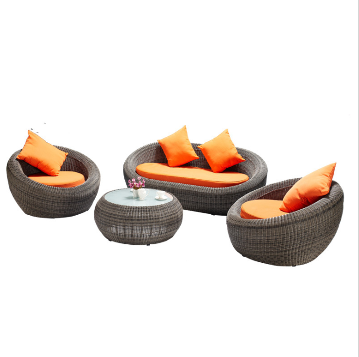 Patio Hotel Fashionable Wicker Chaise Oval Lounge Outdoor Furniture Sofa Chair Set