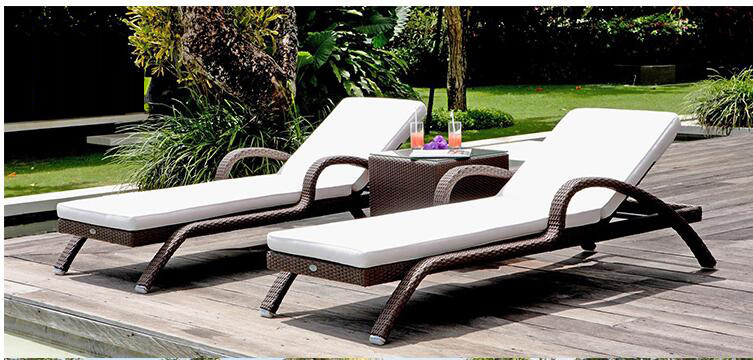 Outdoor Aluminum Frame Luxury Beach Chair Woven Plastic Pe Rattan Chaise Lounge Sun Bed For Pool