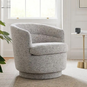 Modern Nordic Luxury Furniture Upholstered Sessel Club Armchair Velvet Swivel Barrel Boucle Accent Chair For Living Room