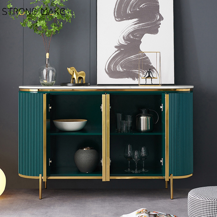 Modern Gold Luxury Marble Long Hallway Stainless Steel Entryway Console Tables Kitchen Sideboard Cabinet for Home