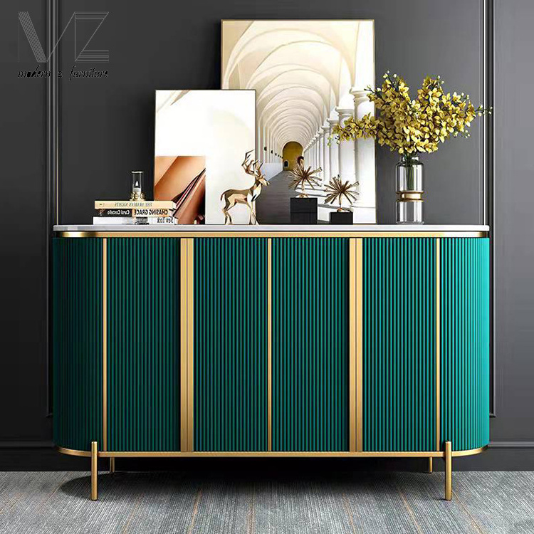 Modern Gold Luxury Marble Long Hallway Stainless Steel Entryway Console Tables Kitchen Sideboard Cabinet for Home