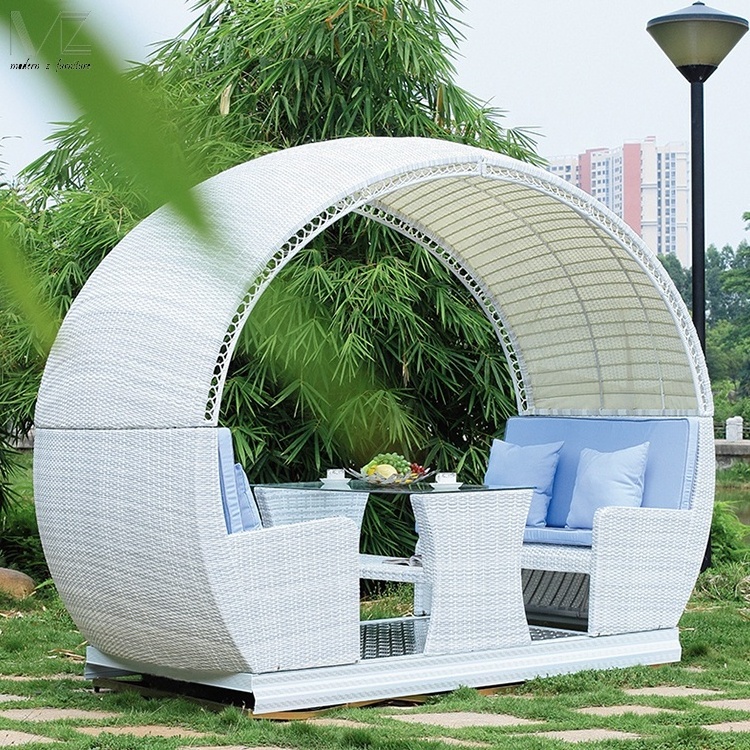 Modern Design Outdoor Furniture Beach PE Rattan Garden Soft Cushion Rattan Swing sofa with Aluminum Frame