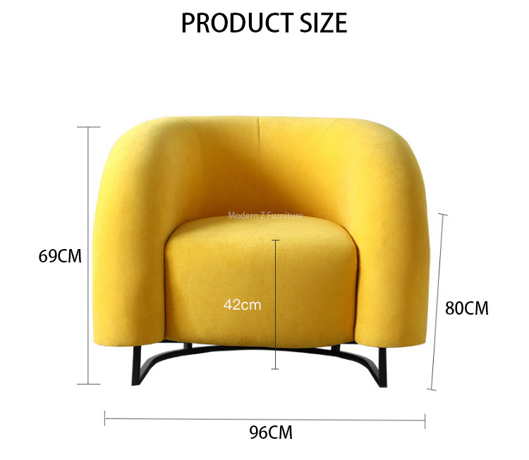 Fancy Nordic Modern Luxury Fauteuil Velvet Single Sofa Chairs Furniture Accent Armchair Arm Relax Lounge Chair For Living Room