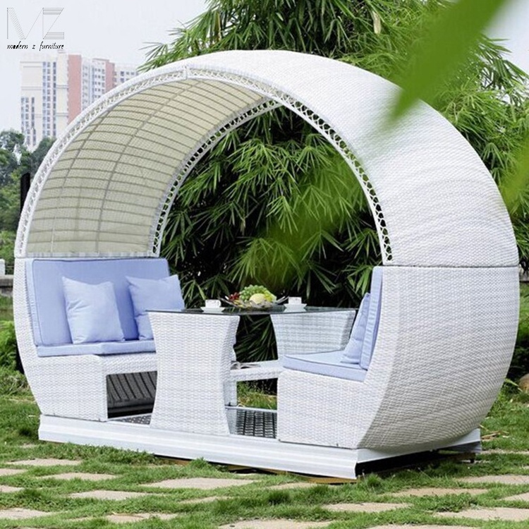 Modern Design Outdoor Furniture Beach PE Rattan Garden Soft Cushion Rattan Swing sofa with Aluminum Frame