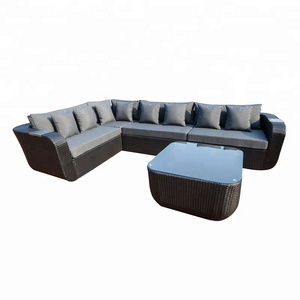 Modern Patio Outdoor Furniture Sala Jardin Sofas Cushions Garden L shaped corner outdoor rattan furniture sofa set