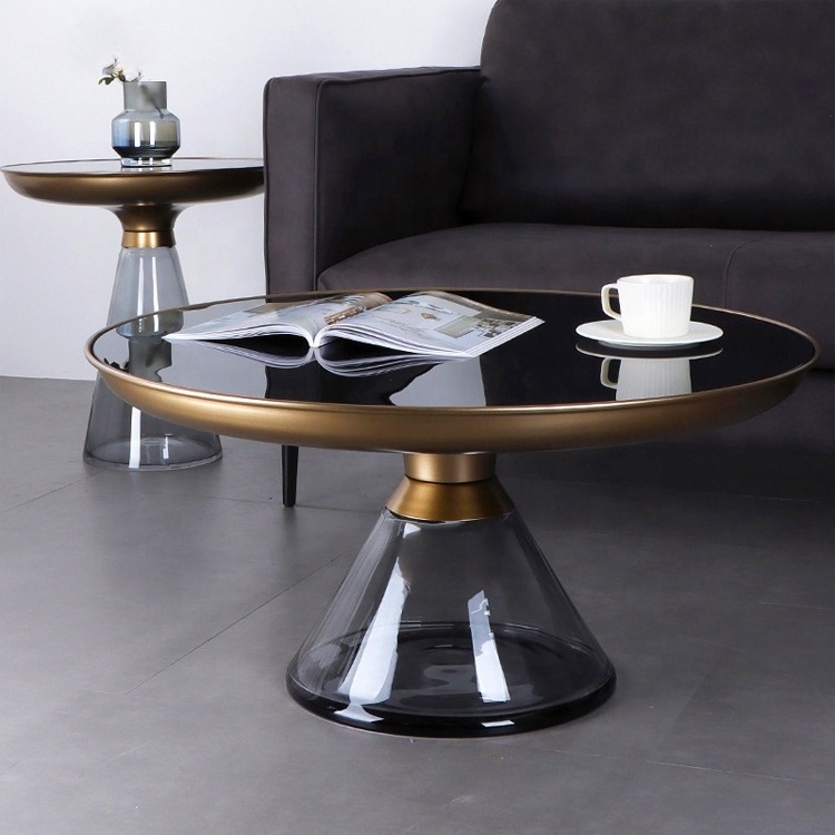 Living Room Couchtisch Nordic Modern Home Decorative Metal Sofa Side Center Round Circle End Table Luxury Glass Coffee Table