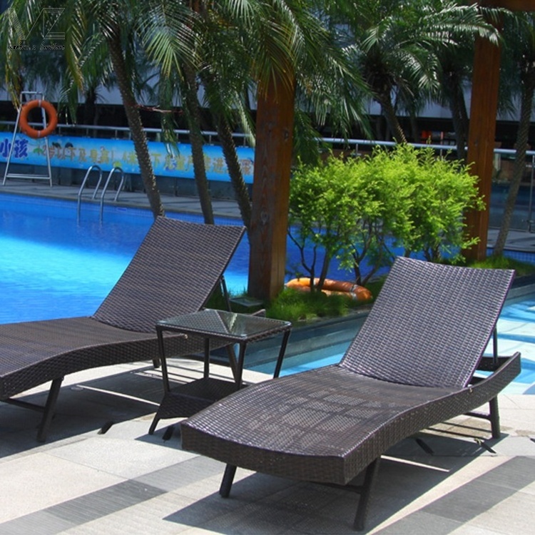 Modern Hotel Project Muebles De Jardn Outdoor Pool Furniture Sunbed Rattan Wicker Outdoor Sun Chaise Lounge Chairs