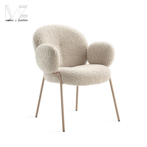 Dinning Room Furniture Modern Luxury Nordic Sillas Peludas Chaise Bouclette Teddy Fabric Stuhl Esszimm Boucle Dining Chairs