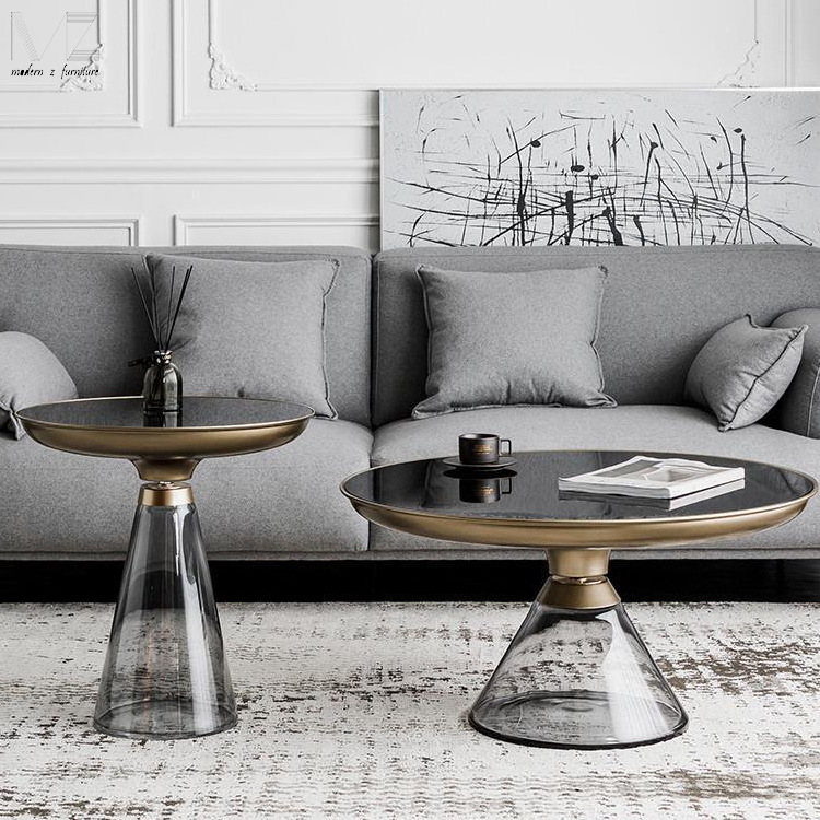 Living Room Couchtisch Nordic Modern Home Decorative Metal Sofa Side Center Round Circle End Table Luxury Glass Coffee Table