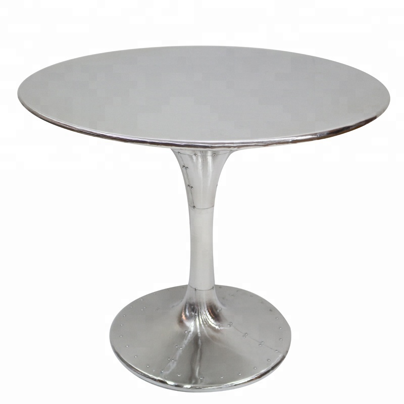 Home Dining Room Restaurant Vintage Retro Style Aviator aluminum surface Tulip Table