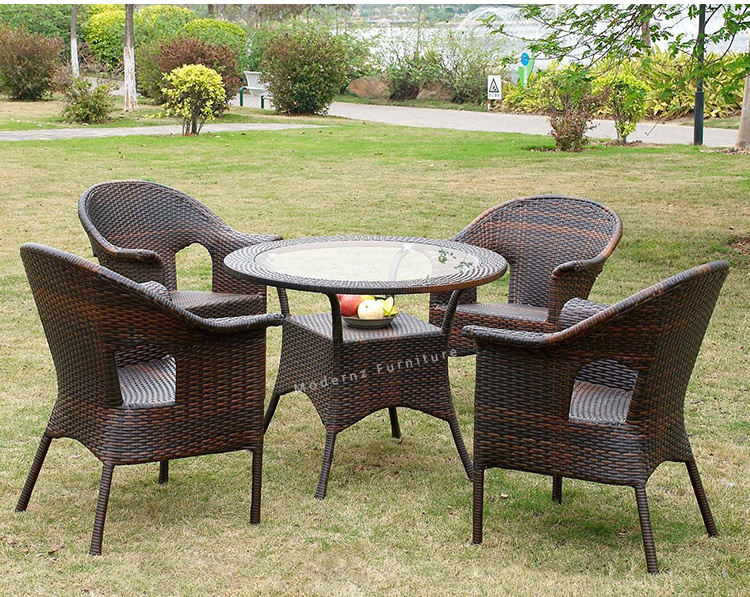 Modern Luxury Patio Rattan Wicker Restaurant Table Dining Chairs Set Aluminum Casting Outdoor garden Furniture Sets