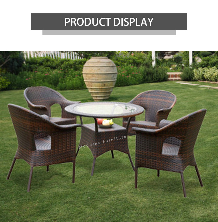 Modern Luxury Patio Rattan Wicker Restaurant Table Dining Chairs Set Aluminum Casting Outdoor garden Furniture Sets