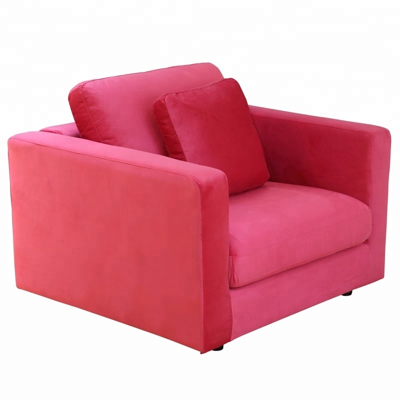 Modern Style Red Single Seater Recliner Chair Velvet Fabric Modular Sofa for living room