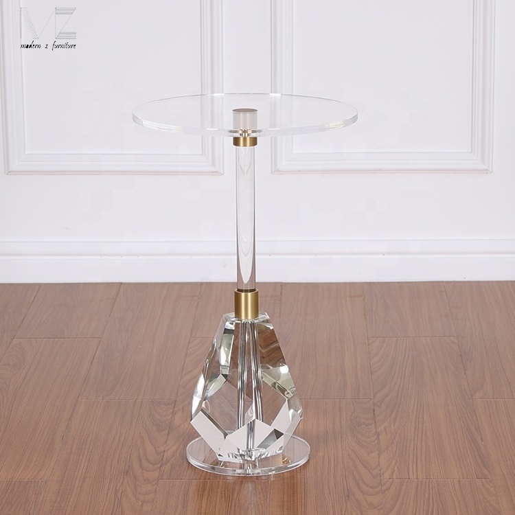 Wholesale Home Design Round Acrylic Top Crushed Diamond End Table Sparkle Shine Crystal coffee Side Table