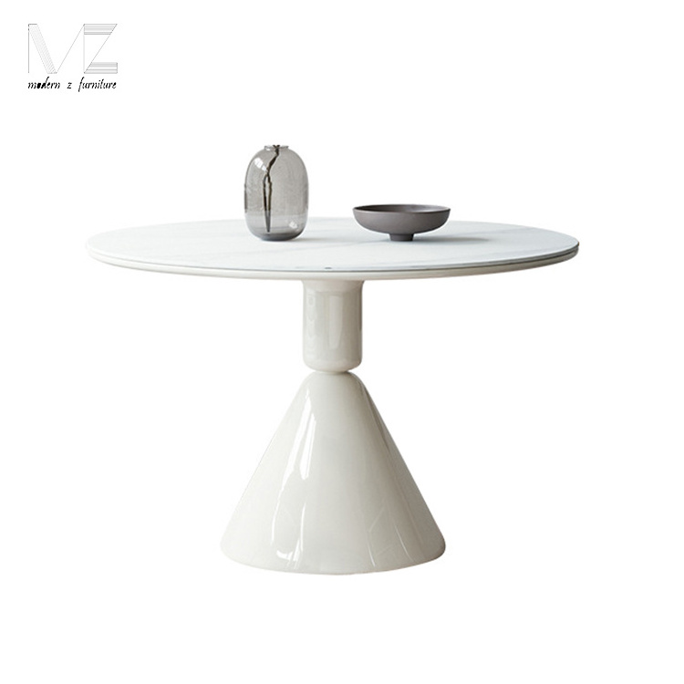 Hot selling extremely simple table pure white household rock plate round dinning table