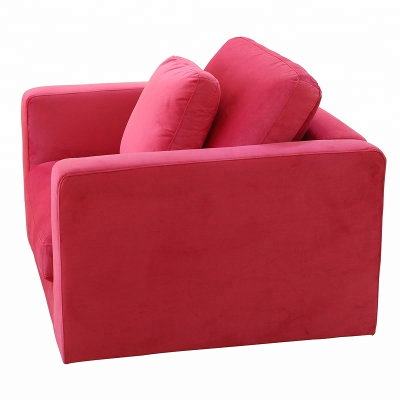 Modern Style Red Single Seater Recliner Chair Velvet Fabric Modular Sofa for living room