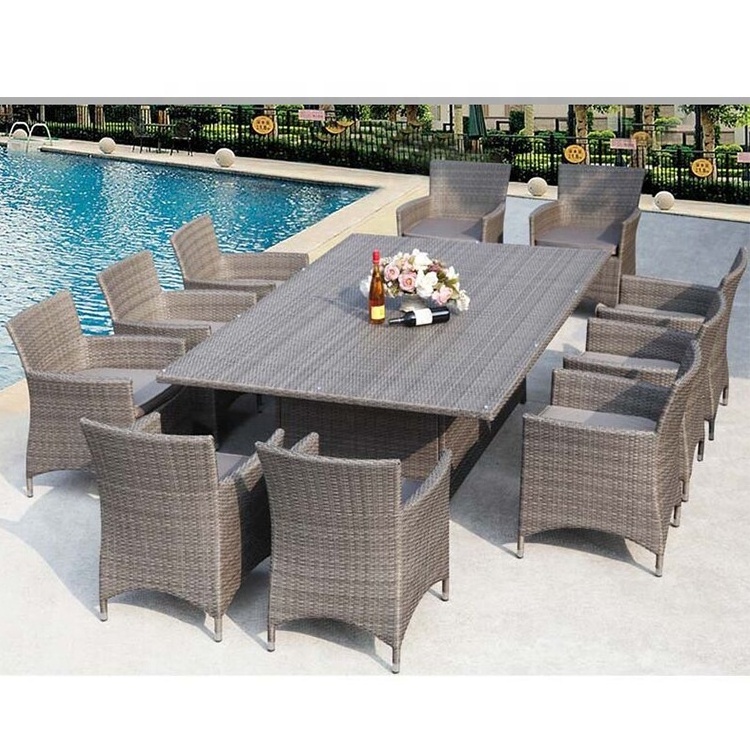 Modern set tavolo e sedie da giardino PE Rattan Garden Patio Dining table and chair set for tavolo giardino 10 people