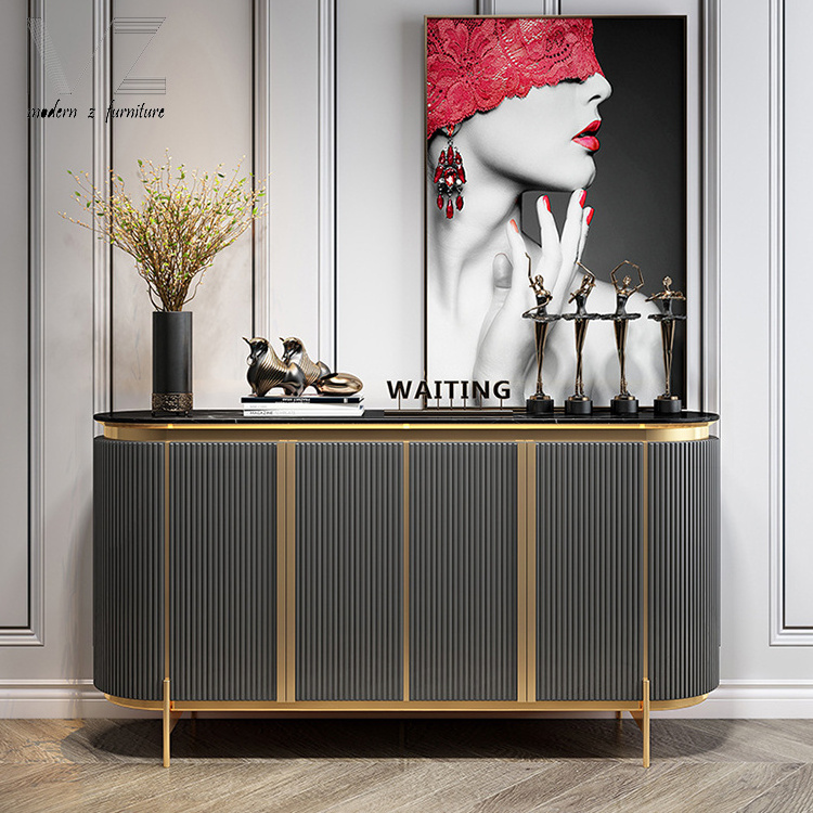 Modern Gold Luxury Marble Long Hallway Stainless Steel Entryway Console Tables Kitchen Sideboard Cabinet for Home