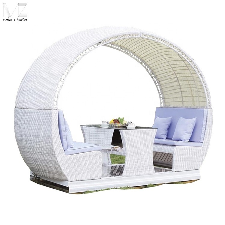 Modern Design Outdoor Furniture Beach PE Rattan Garden Soft Cushion Rattan Swing sofa with Aluminum Frame