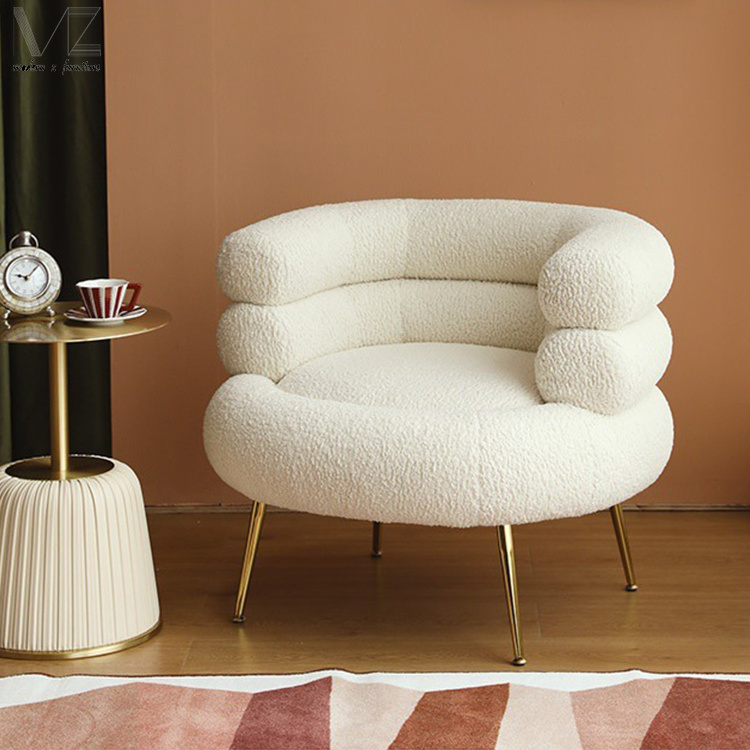 Stoel Sherpa Fauteul Luxury Modern Chaise Lounge Accent Chair White Armchair Sheepskin Teddy Boucle Fabric Chair For Living Room