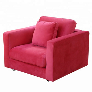 Modern Style Red Single Seater Recliner Chair Velvet Fabric Modular Sofa for living room